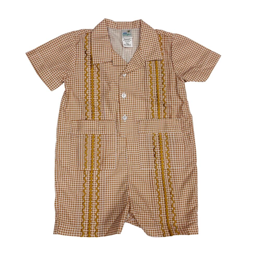 NWT Six Honeybees 6M Winston Guayabera Romper